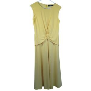 Lauren Ralph Lauren Yellow Twist-Front Jersey Midi Dress Women's Size 8 Wedding